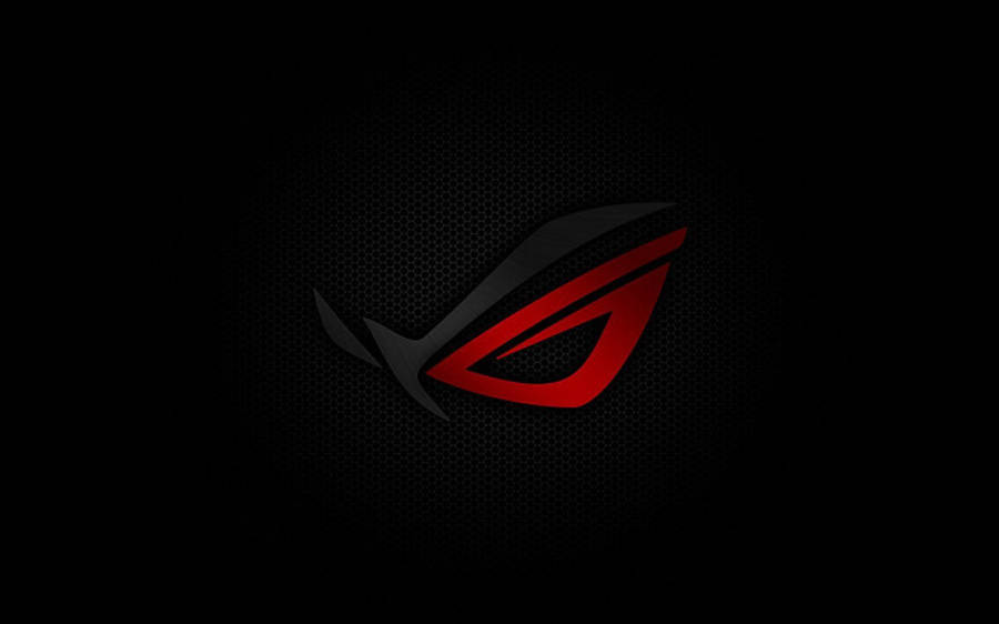 Black And Red 桌布 壁紙 — 一個發光的紅色和黑色ROG眼睛標誌，居中在深色六角形網格背景上。