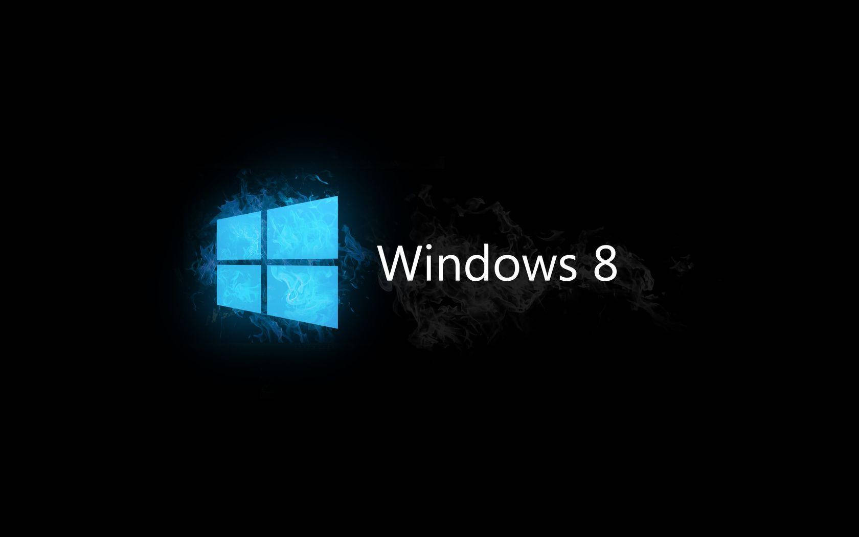 黑色動態圖 桌布 壁紙 — 一個發光的藍色Windows 8標誌，帶有旋轉的煙霧，背景為黑色。