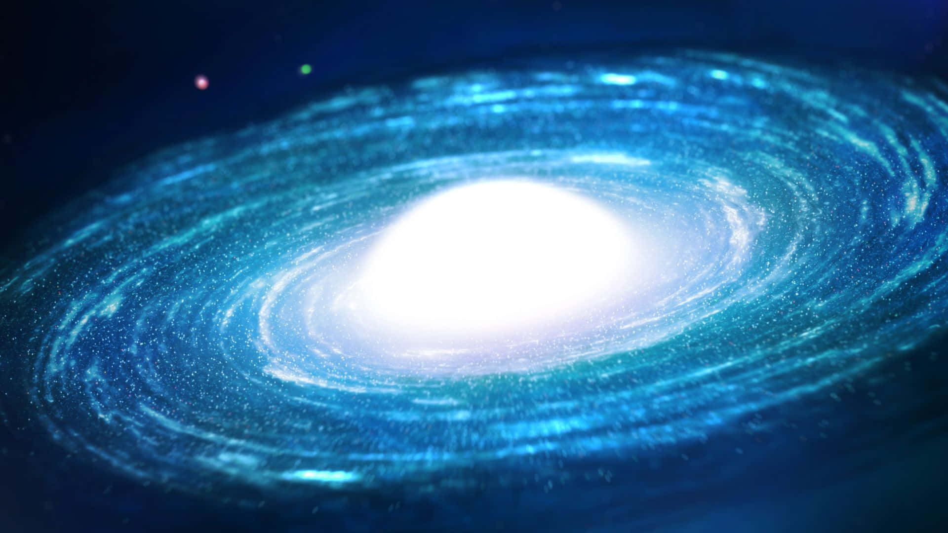 3d Galaxy 桌布 壁紙 — 一個發光的藍色螺旋星系，帶有旋轉的旋臂和明亮的核心，以黑暗的宇宙背景為襯托。
