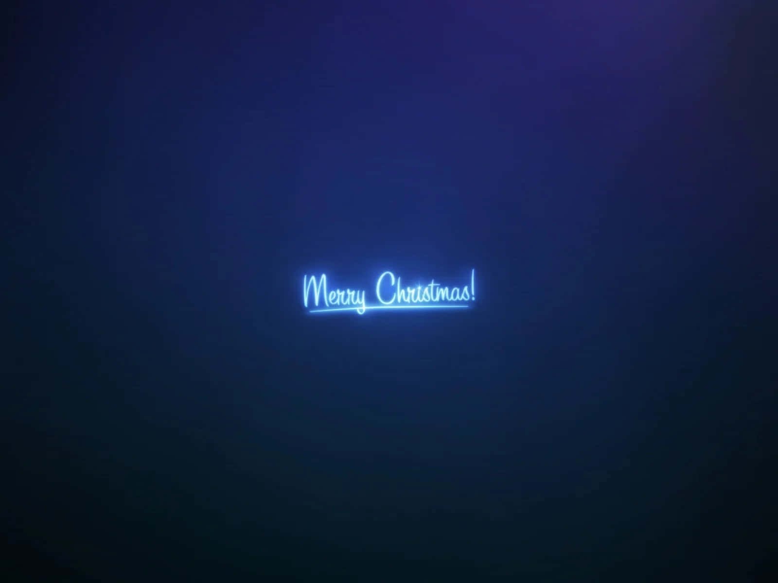 Twitter Header 桌布 壁紙 — 一個發光的藍色霓虹燈牌，上面寫著 Merry Christmas!，在深色漸變背景上閃耀。