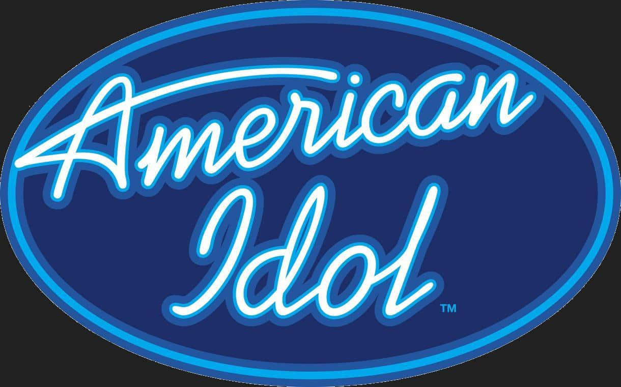 american idol 桌布 壁紙 — 一個發光的藍色霓虹燈牌在深色背景上以草書顯示American Idol字樣。