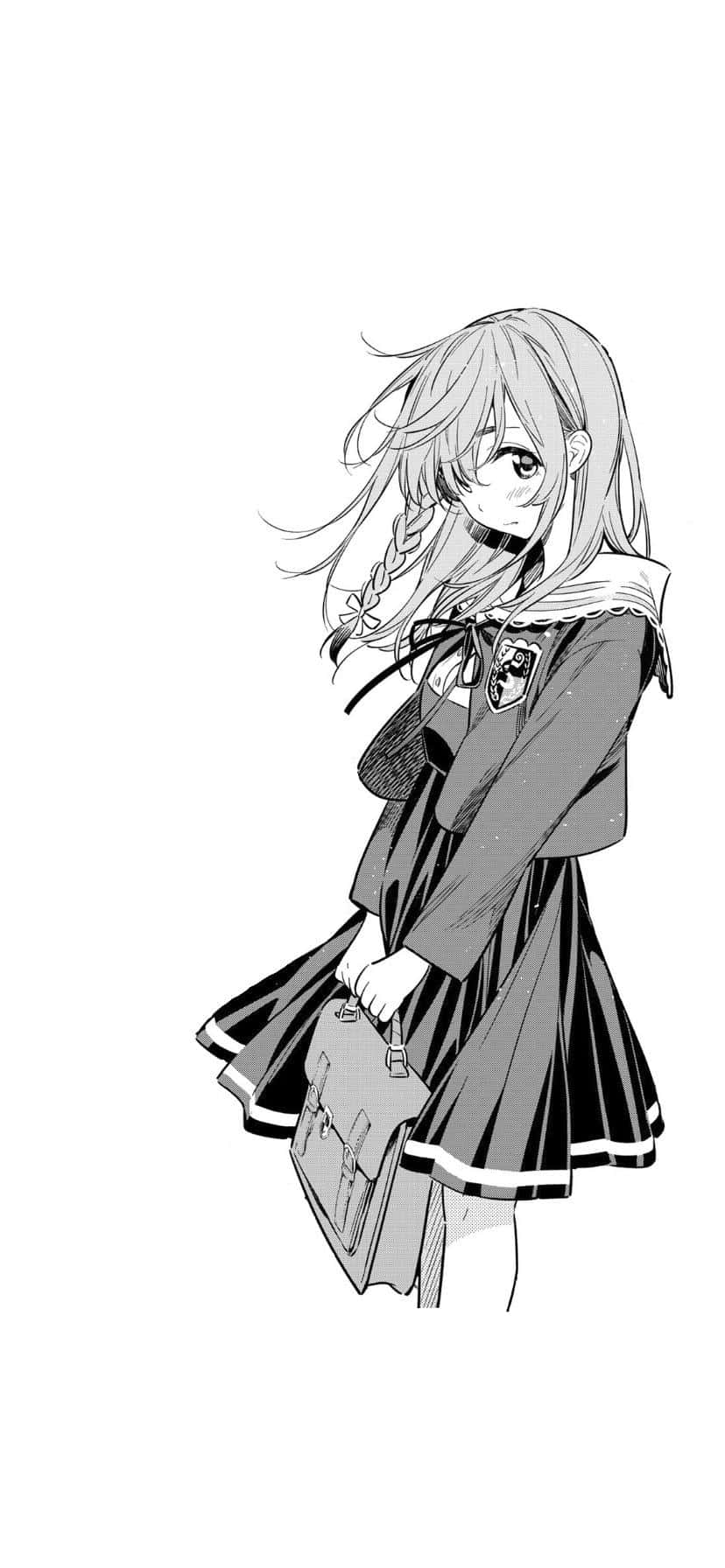 一個穿著校服、揹著書包的女孩子 壁紙