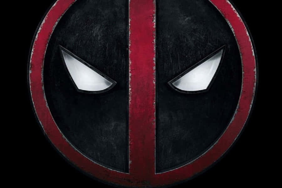 Venom Logo 桌布 壁紙 — 一個粗糙的Deadpool標誌，白色眼睛和紅色十字架在黑色背景上。