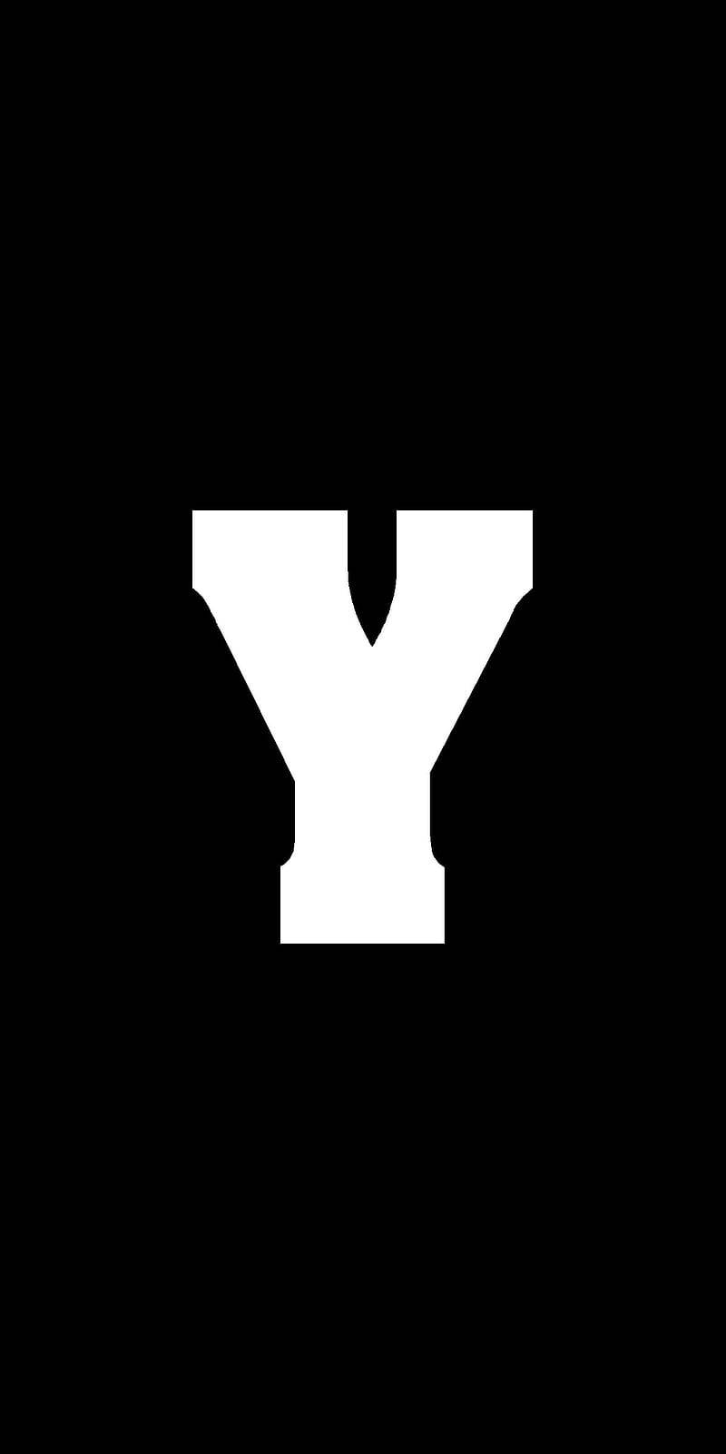 名字 桌布 壁紙 — 一個粗體白色大寫字母 Y 居中在純黑色背景上。
