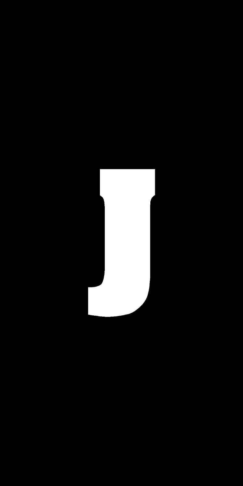 手機 桌布 壁紙 — 一個粗體白色大寫字母J居中於純黑色背景上。
