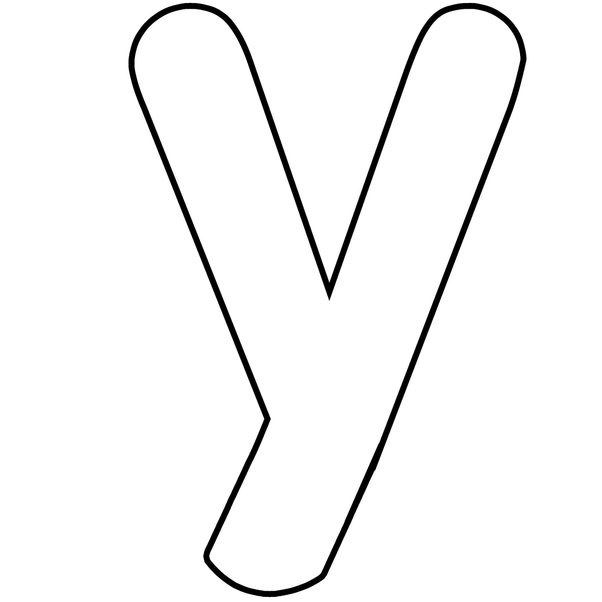 Black And White Letter 桌布 壁紙 — 一個粗體黑色輪廓的字母Y，居中於純白色背景上。