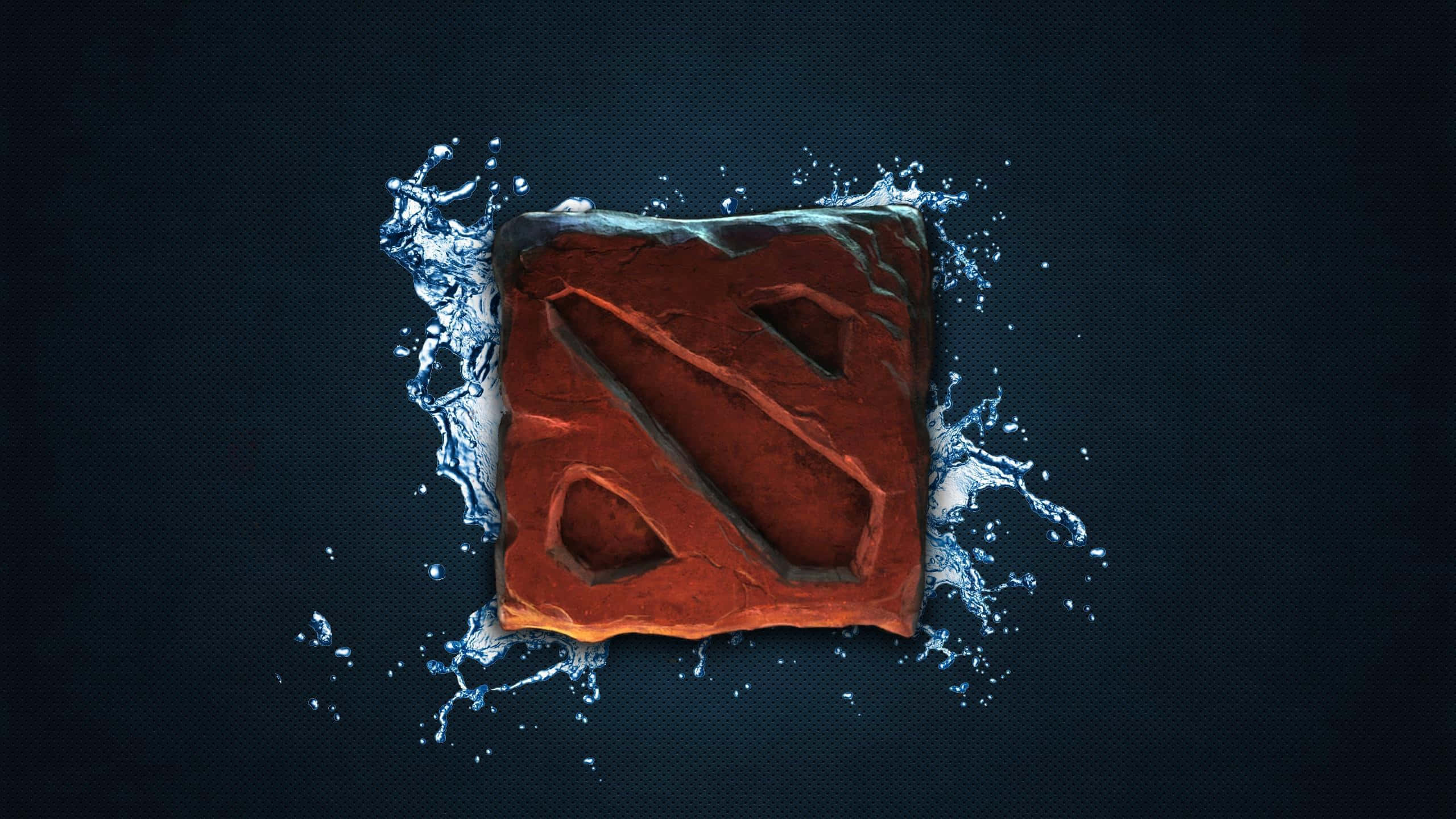 Dota 桌布 壁紙 — 一個紅色的 Dota 2 標誌從水花中浮現，背景為深色紋理。