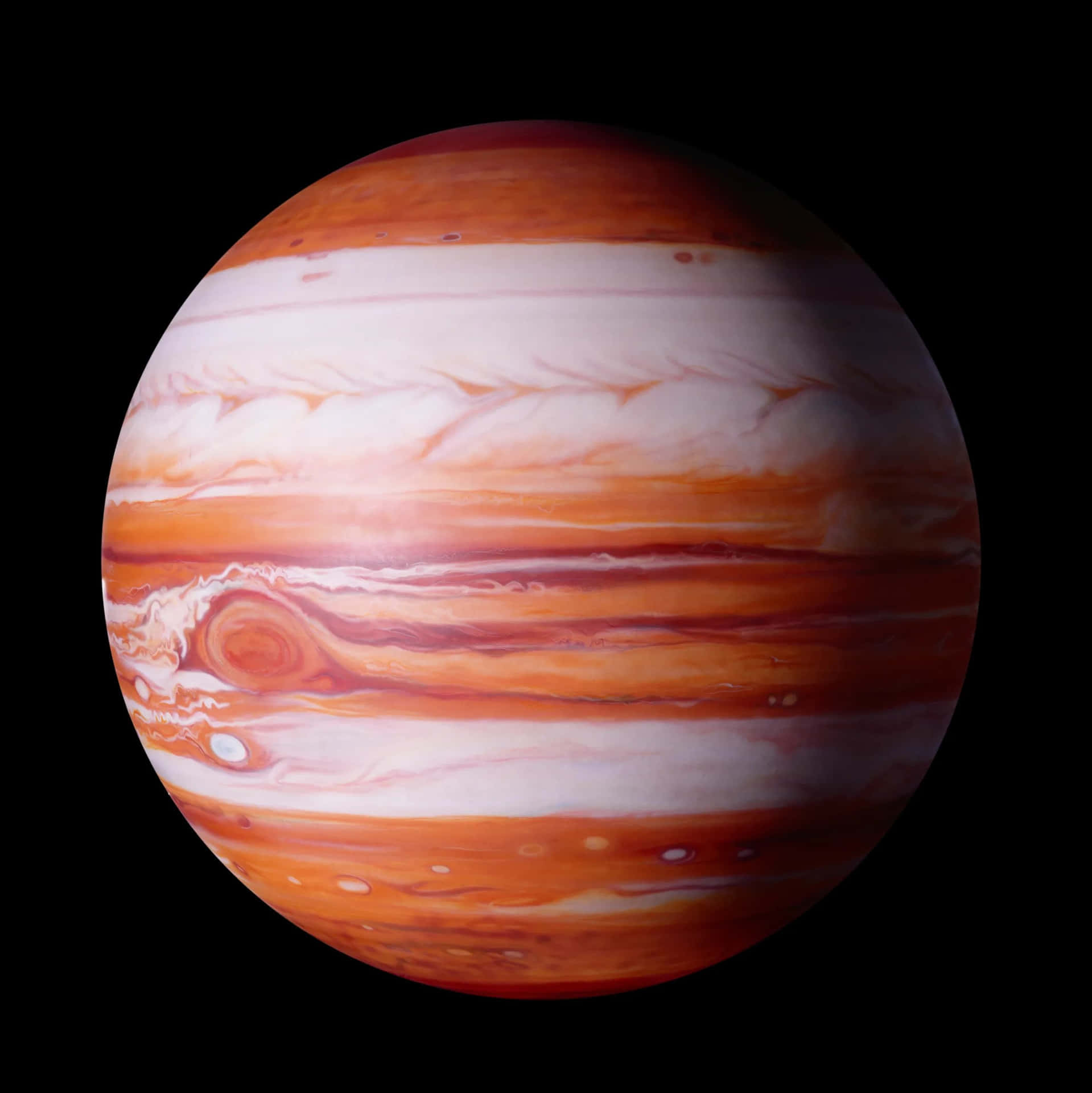 木星帶有旋轉的橙色和白色雲層以及大紅斑在太空中。 — 木星 GIF 壁紙