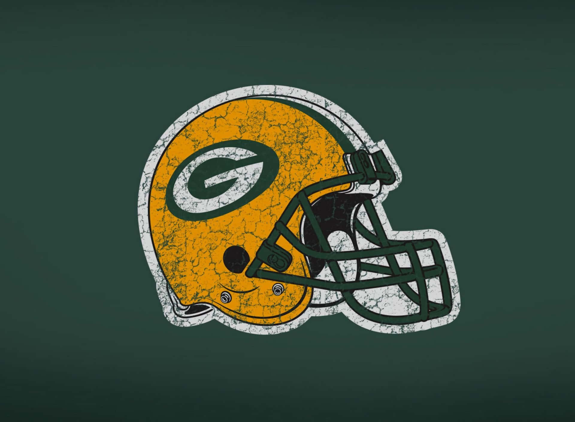 深綠色背景上帶有裂開油漆的 Green Bay Packers 美式足球頭盔 — 綠灣包裝工 GIF 壁紙