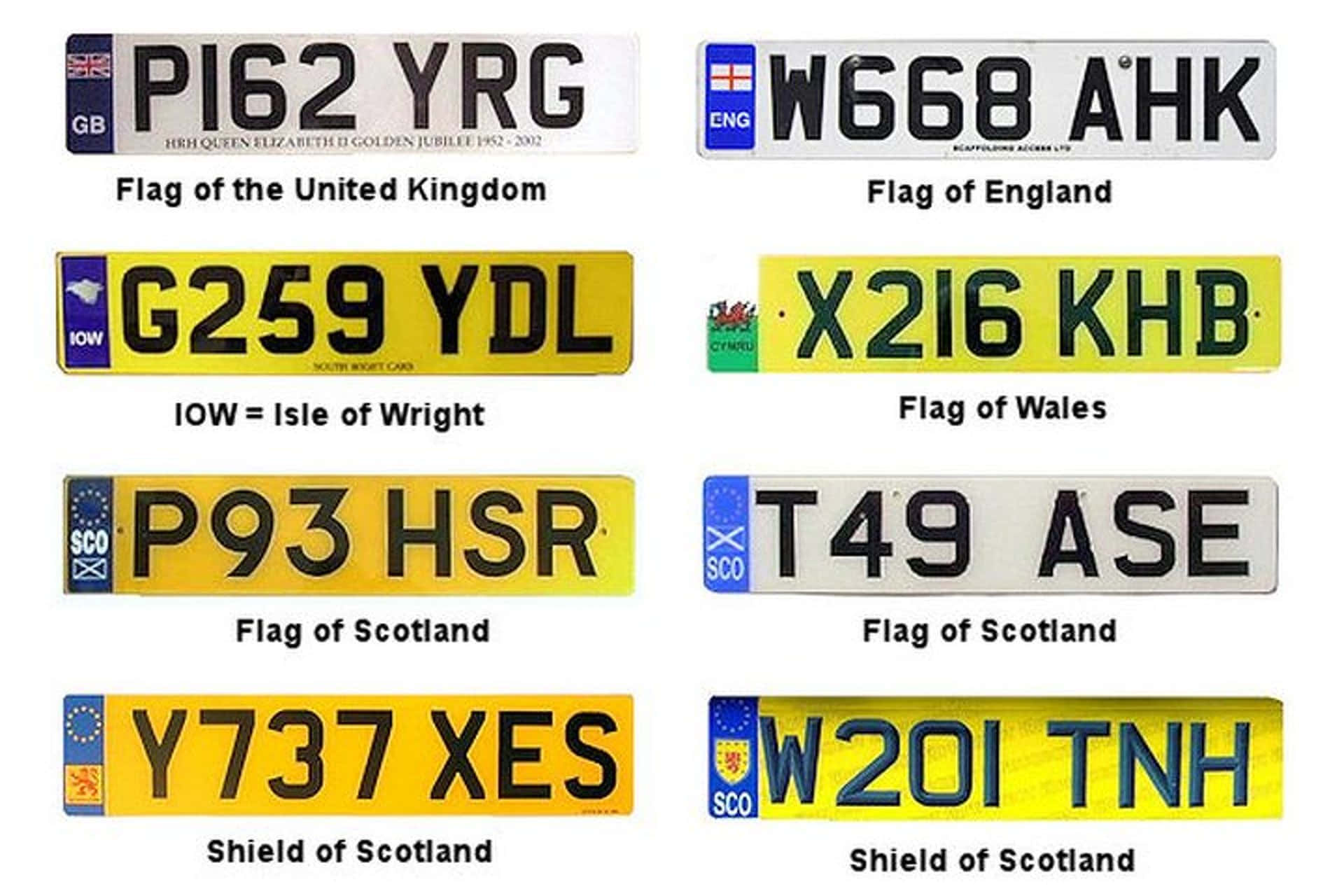 Car License Plate 桌布 壁紙 — 一個英國車輛牌照網格，顯示包括英格蘭、蘇格蘭、威爾斯和懷特島在內的地區旗幟和徽章。