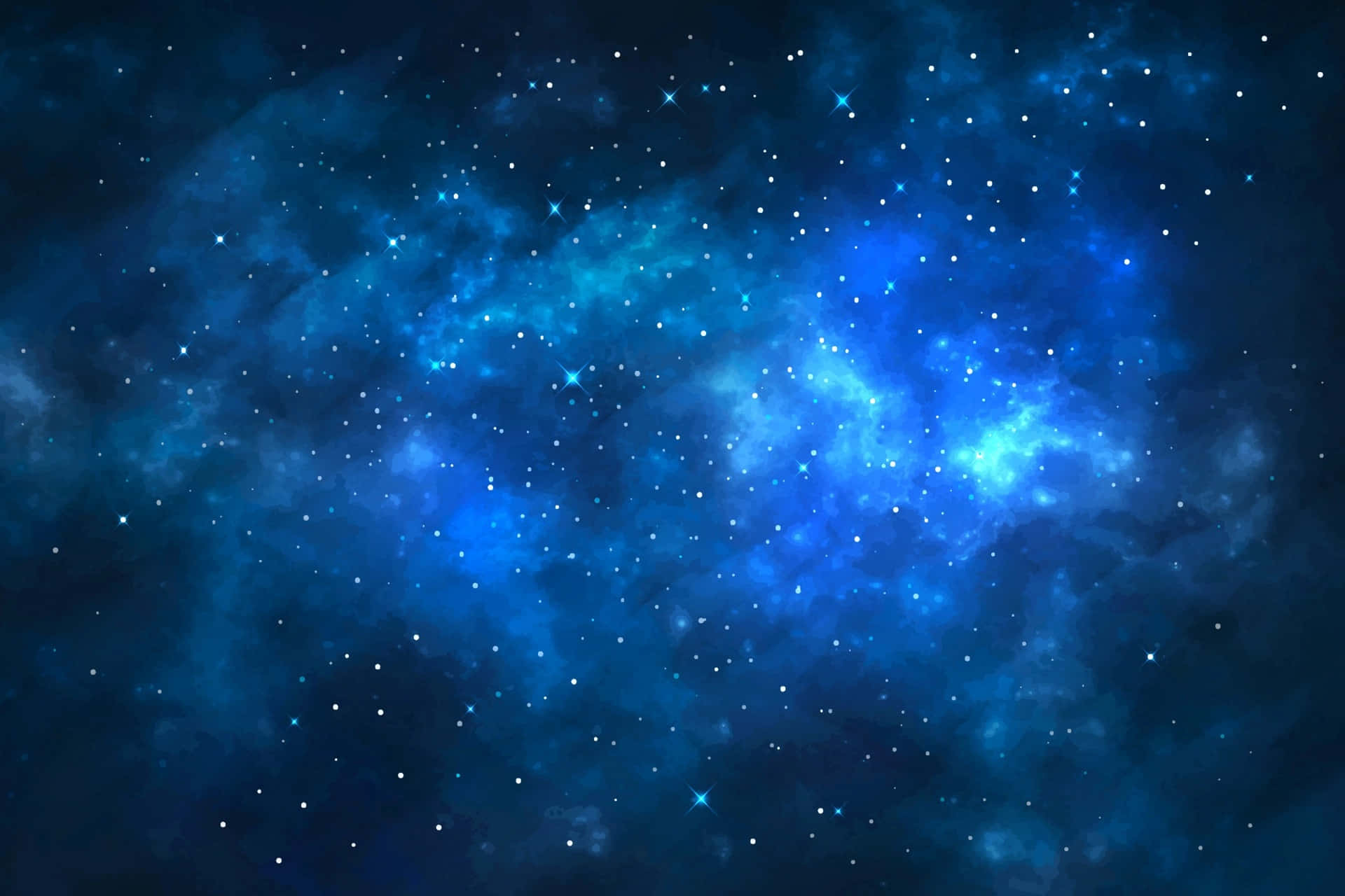 shining 桌布 壁紙 — 一個迷人的深藍色宇宙星雲，在黑暗虛空中閃爍著散落的明亮星星。