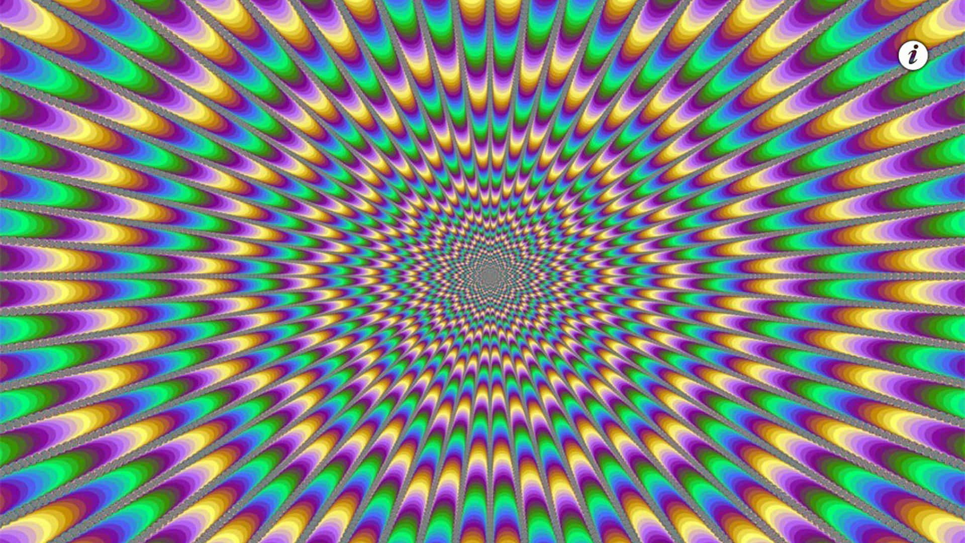Trippy Art 桌布 壁紙 — 一個迷人的萬花筒螺旋向外輻射，帶有鮮豔的彩虹色調，營造出催眠般的視錯覺。