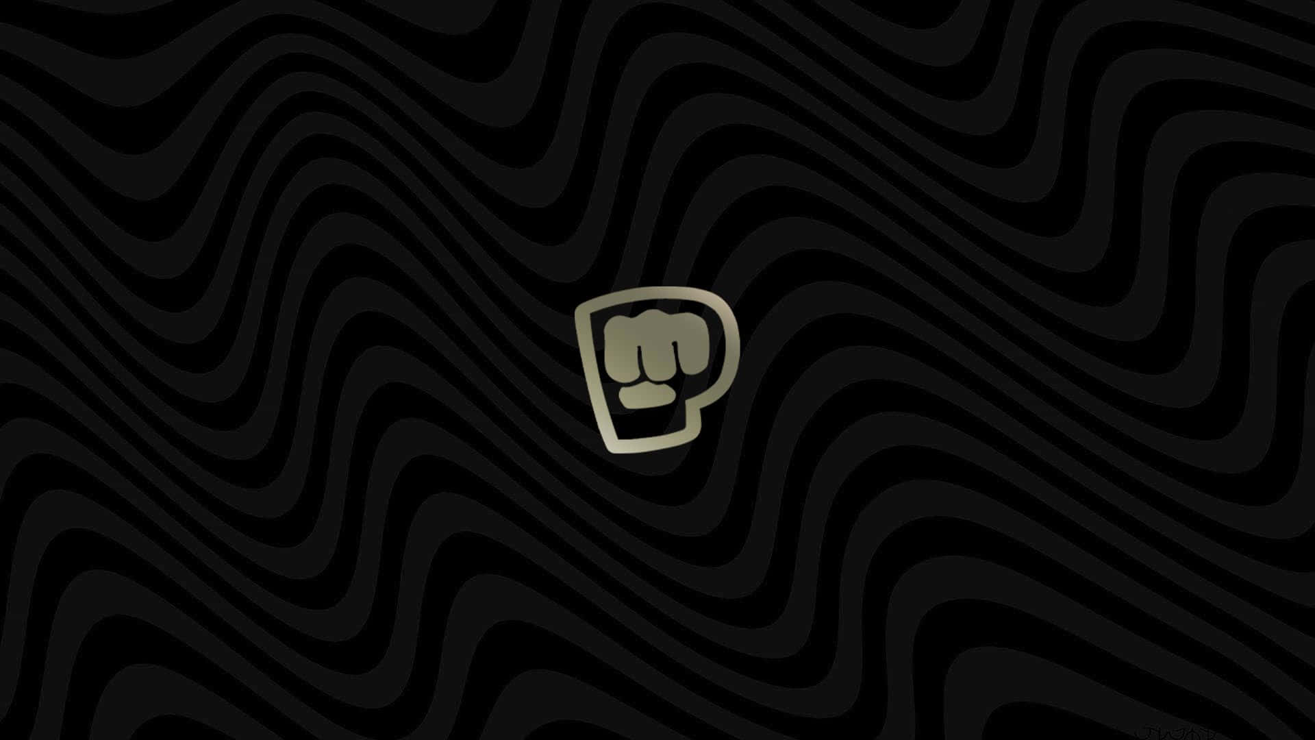 PewDiePie 桌布 壁紙 — 一個金色拳頭圖示居中於帶有微妙漸變陰影的黑色波浪背景上。