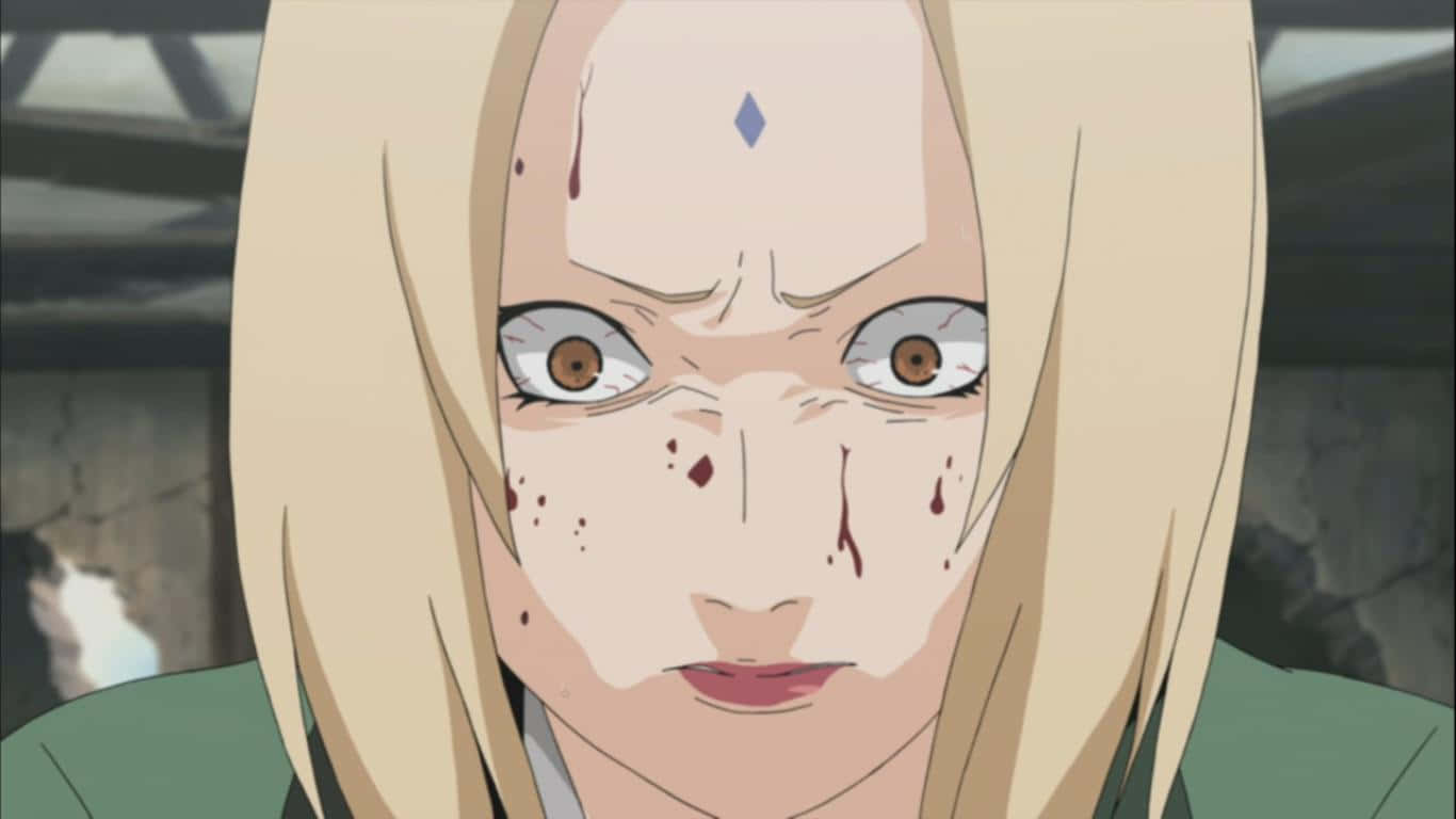 Legendary Sannin 桌布 壁紙 — 一個金髮、臉上帶有血痕的動漫角色特寫，正強烈地向前凝視。