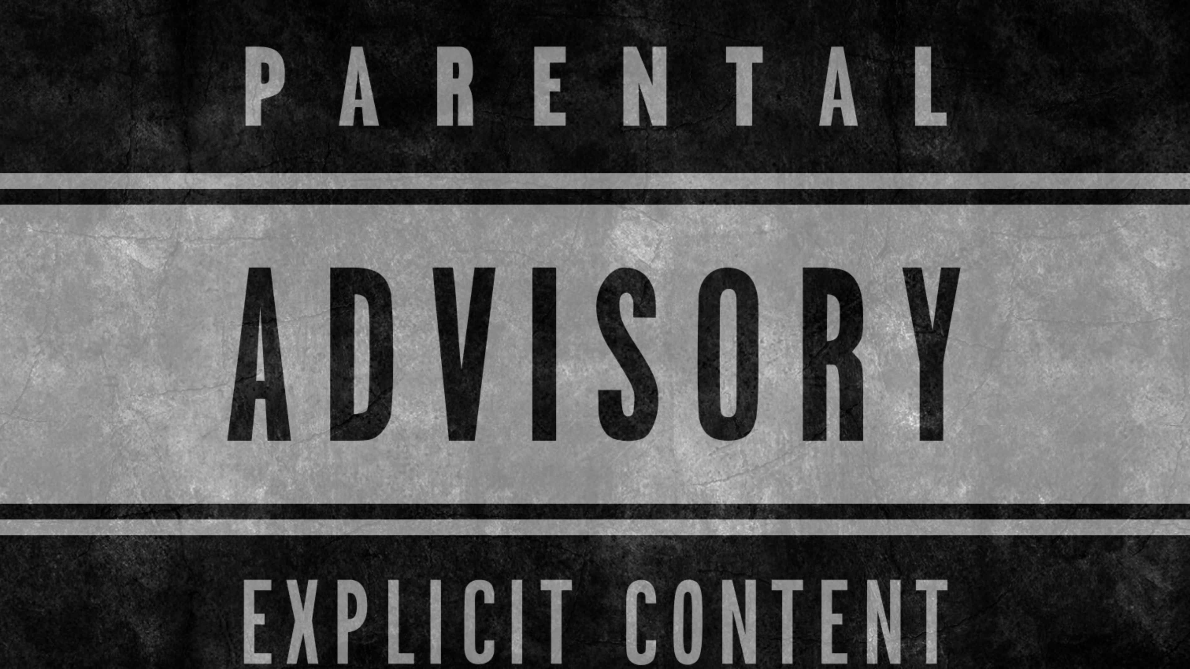 Content 桌布 壁紙 — 一個風化的家長指引標籤，在紋理灰色背景上以粗體文字警告含有不雅內容。