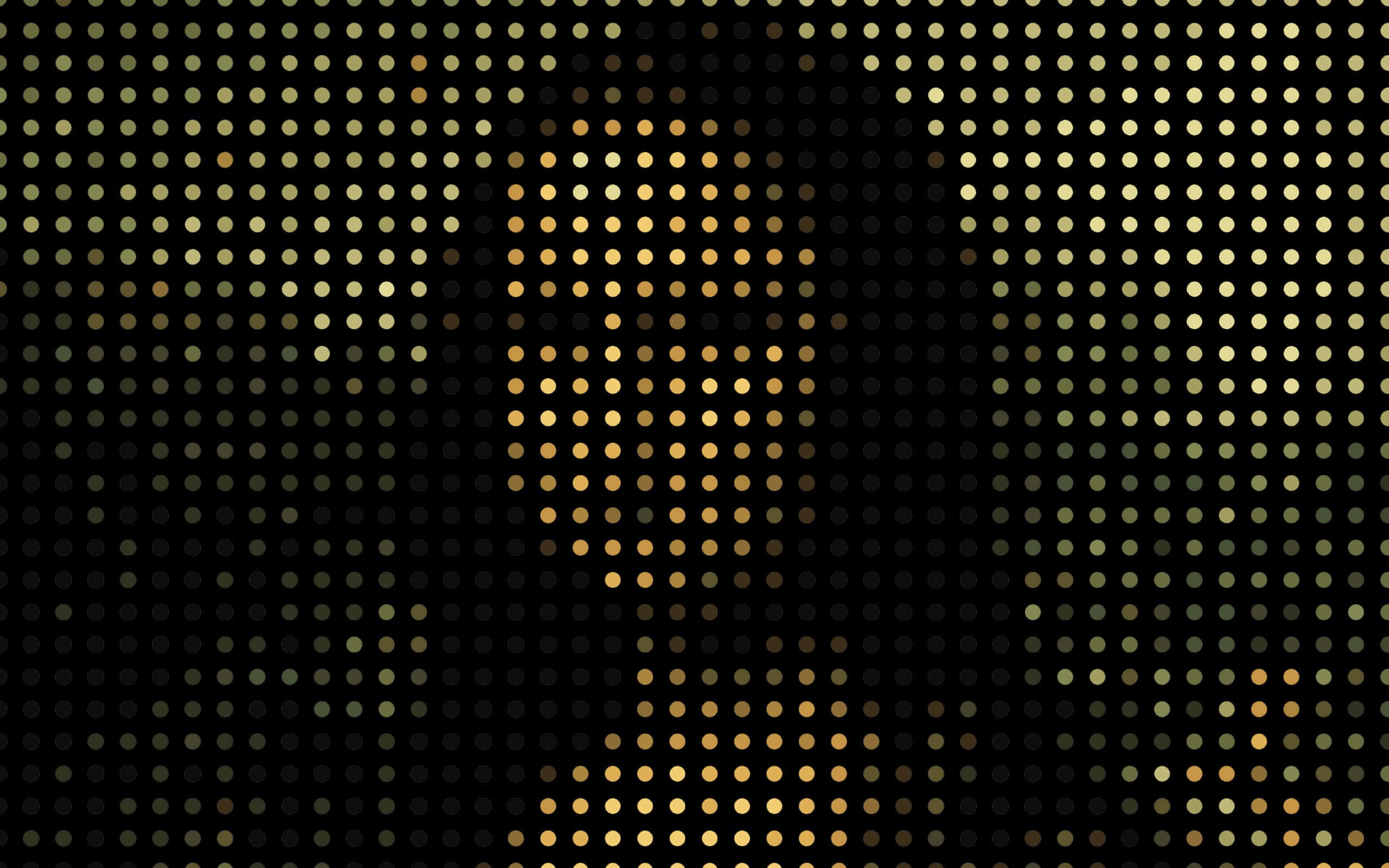 Mona Lisa 桌布 壁紙 — 一個風格化的人臉從黑色背景上的發光金色點網格中浮現。