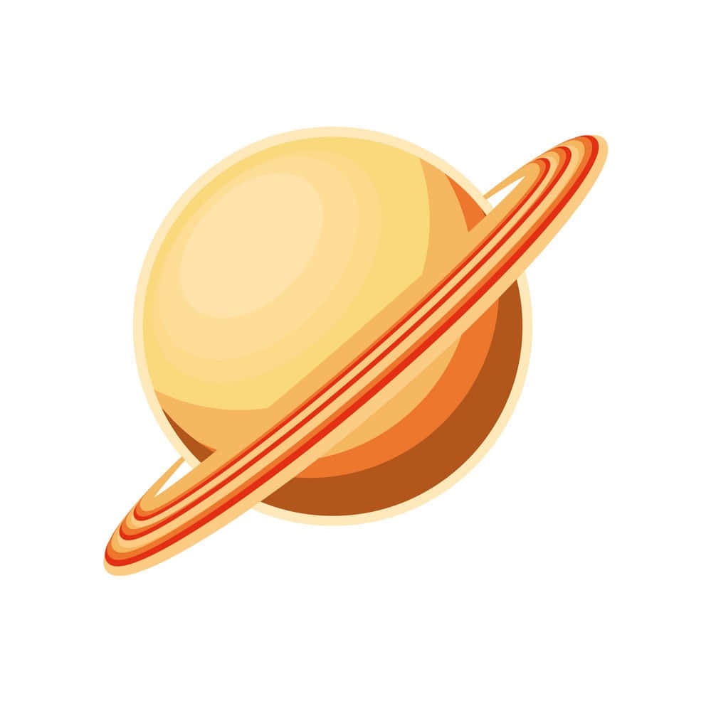 土星 桌布 壁紙 — 一個風格化的卡通星球，帶有橙色環和溫暖漸變色調，背景為白色。