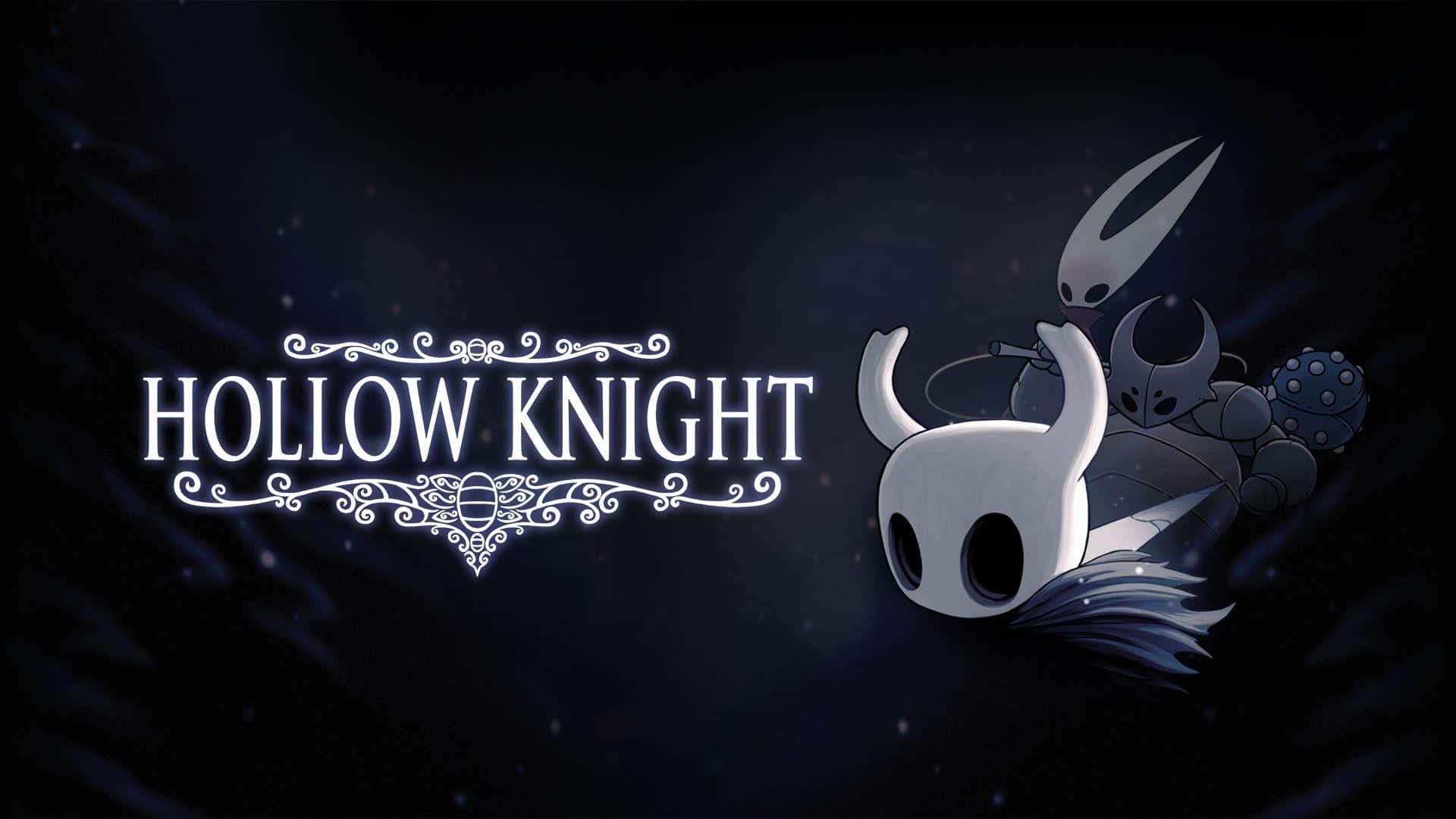 Hollow Knight 遊戲標誌，騎士角色在黑暗背景上