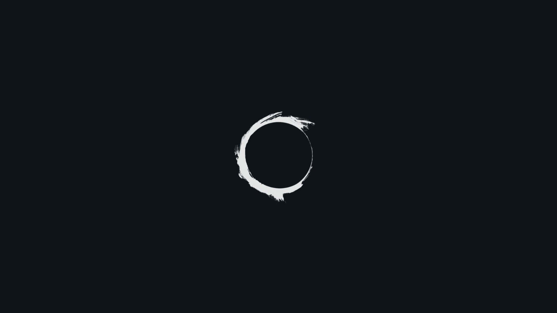 Minimalism 桌布 壁紙 — 一個鮮明的白色筆觸圓圈漂浮在深黑色背景上，極簡且居中。