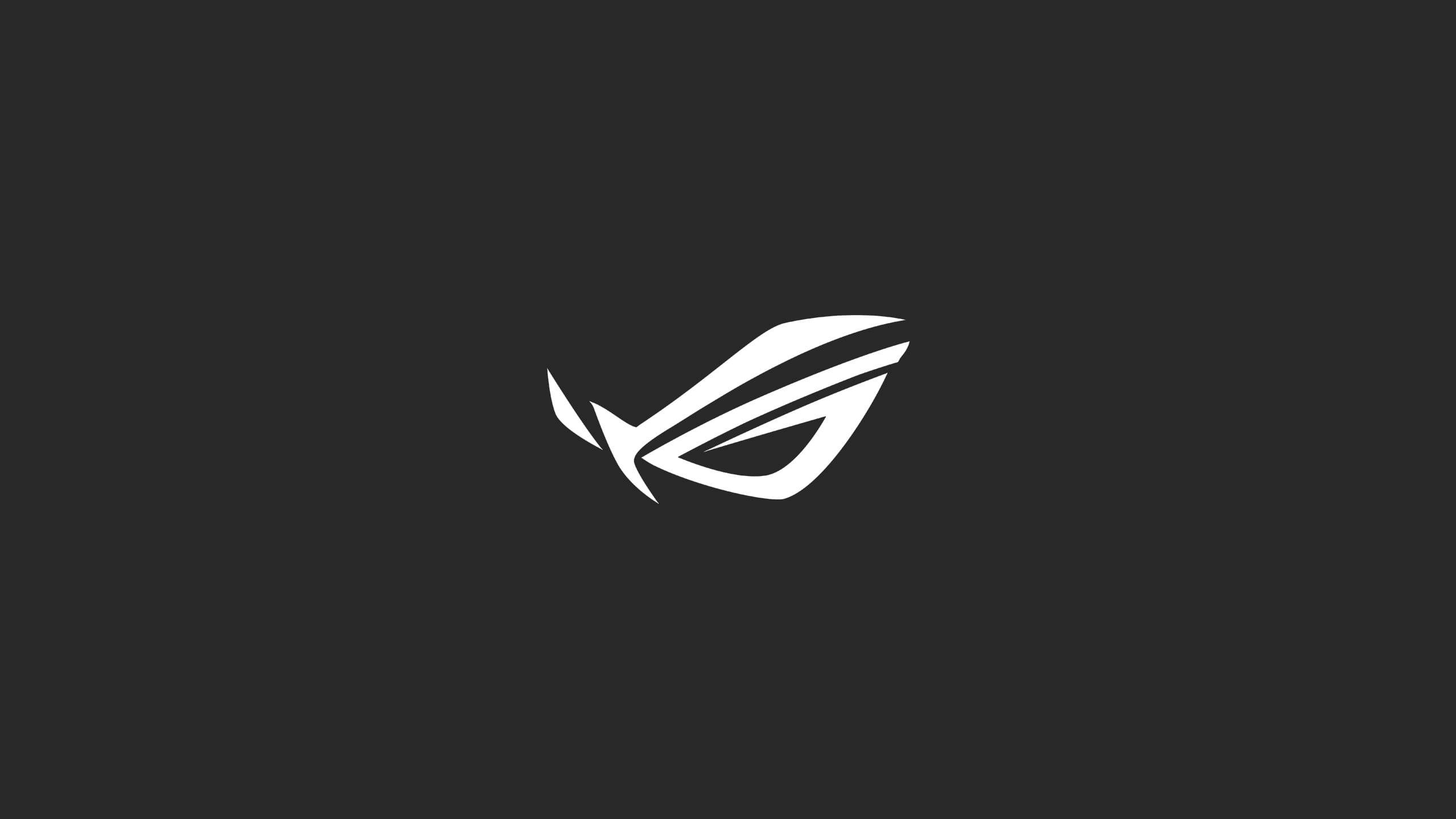 ASUS ROG 桌布 壁紙 — 一個鮮明的白色風格化眼睛標誌，居中在純深灰色背景上。
