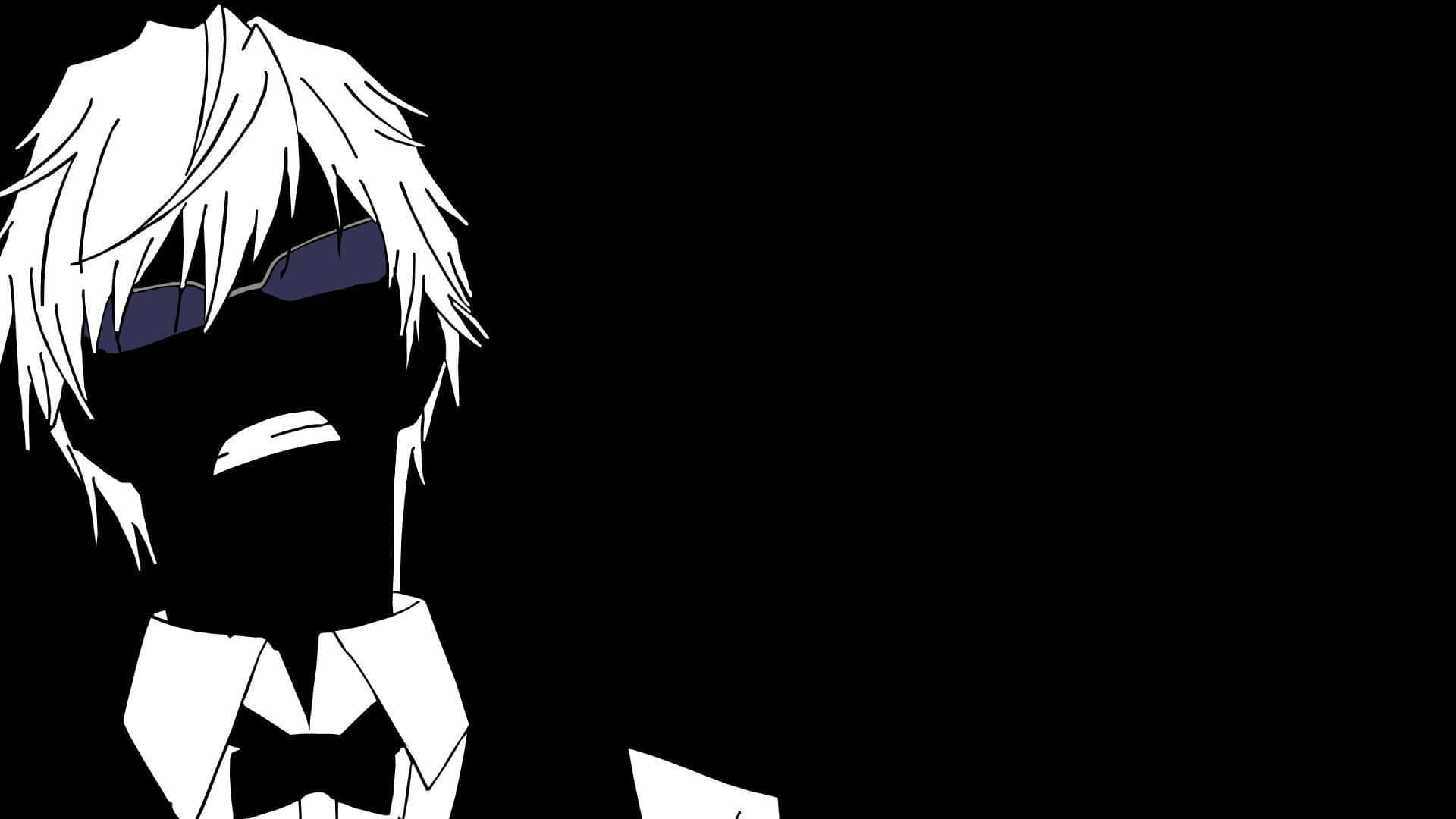 durarara 桌布 壁紙 — 一個鮮明的黑白動漫角色，擁有尖刺頭髮和太陽眼鏡，在虛無背景前凝視。