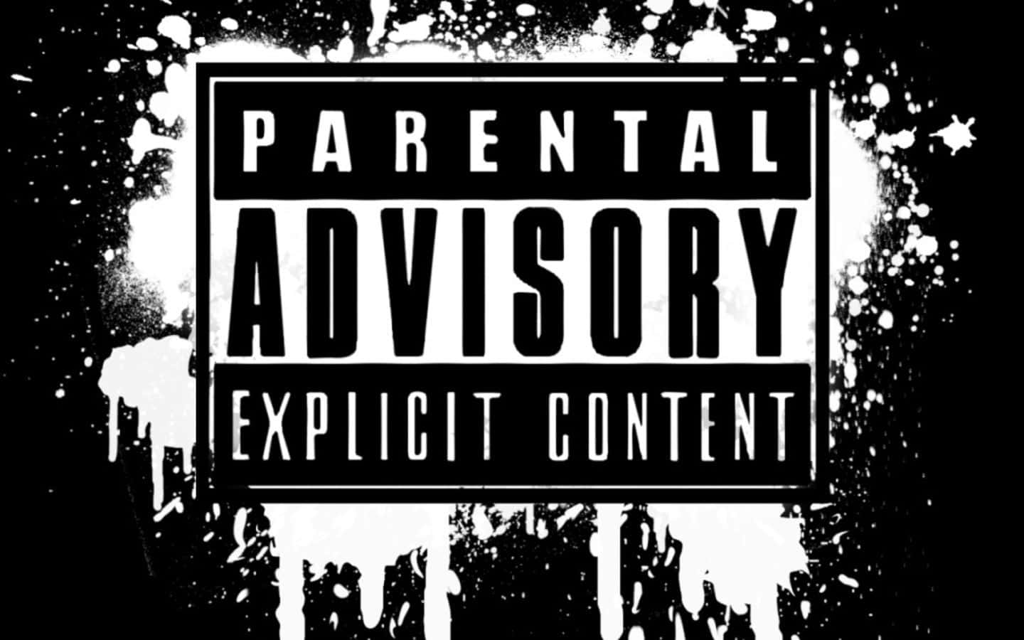 Content 桌布 壁紙 — 一個鮮明的黑白家長指引標籤，帶有顏料飛濺效果，標示成人內容。