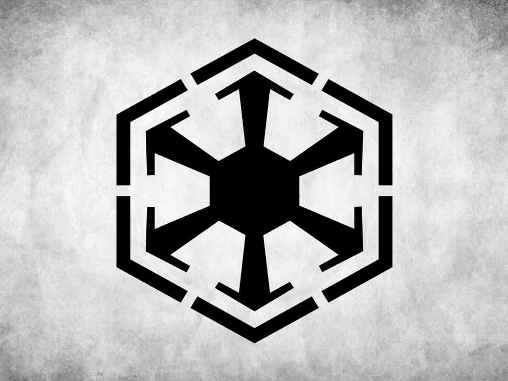 Galactic Empire 桌布 壁紙 — 一個鮮明的黑色帝國徽章，居中於風化的灰色混凝土牆上。