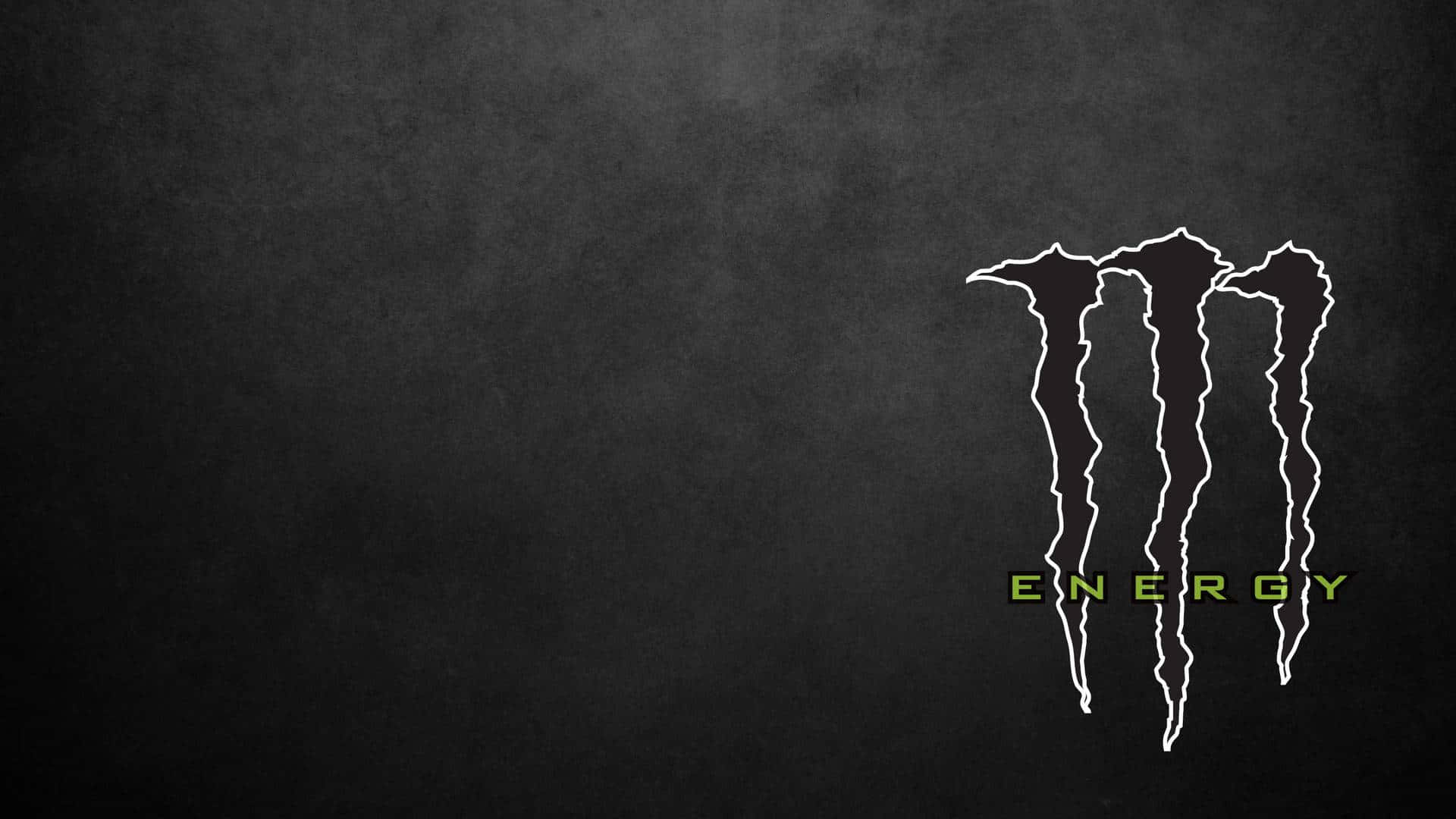 Monster Energy 桌布 壁紙 — 一個鮮明的黑色紋理背景展示了標誌性的白色Monster Energy爪標誌，下方有綠色文字。