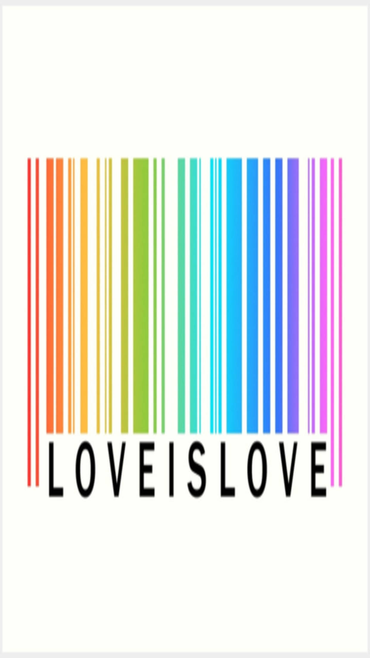 彩色 桌布 壁紙 — 一個鮮豔的彩虹色條碼，下方中央有 LOVEISLOVE 文字，背景為純白色。