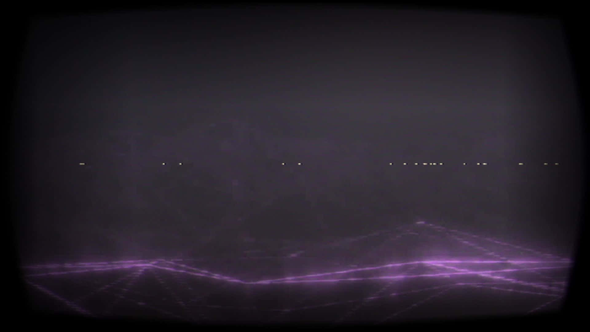 Edgy Aesthetic 桌布 壁紙 — 一個黑暗的抽象場景，帶有發光的紫色網格線和微弱的點，背景是煙霧繚繞，並由復古顯示器邊框框住。