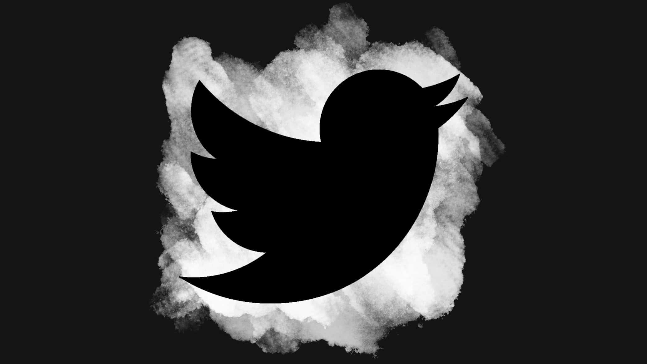 一個黑白Twitter標誌喺黑色背景上 壁紙