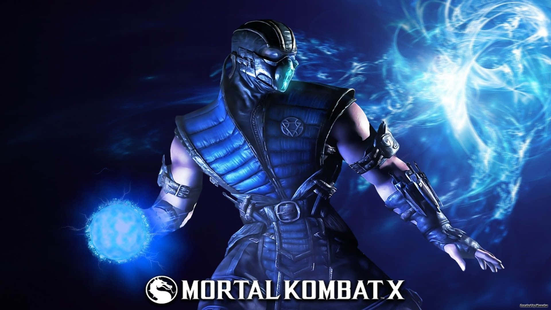 Mortal Kombat X 戰士在黑暗空間中產生藍色能量球。 — 真人快打 壁紙