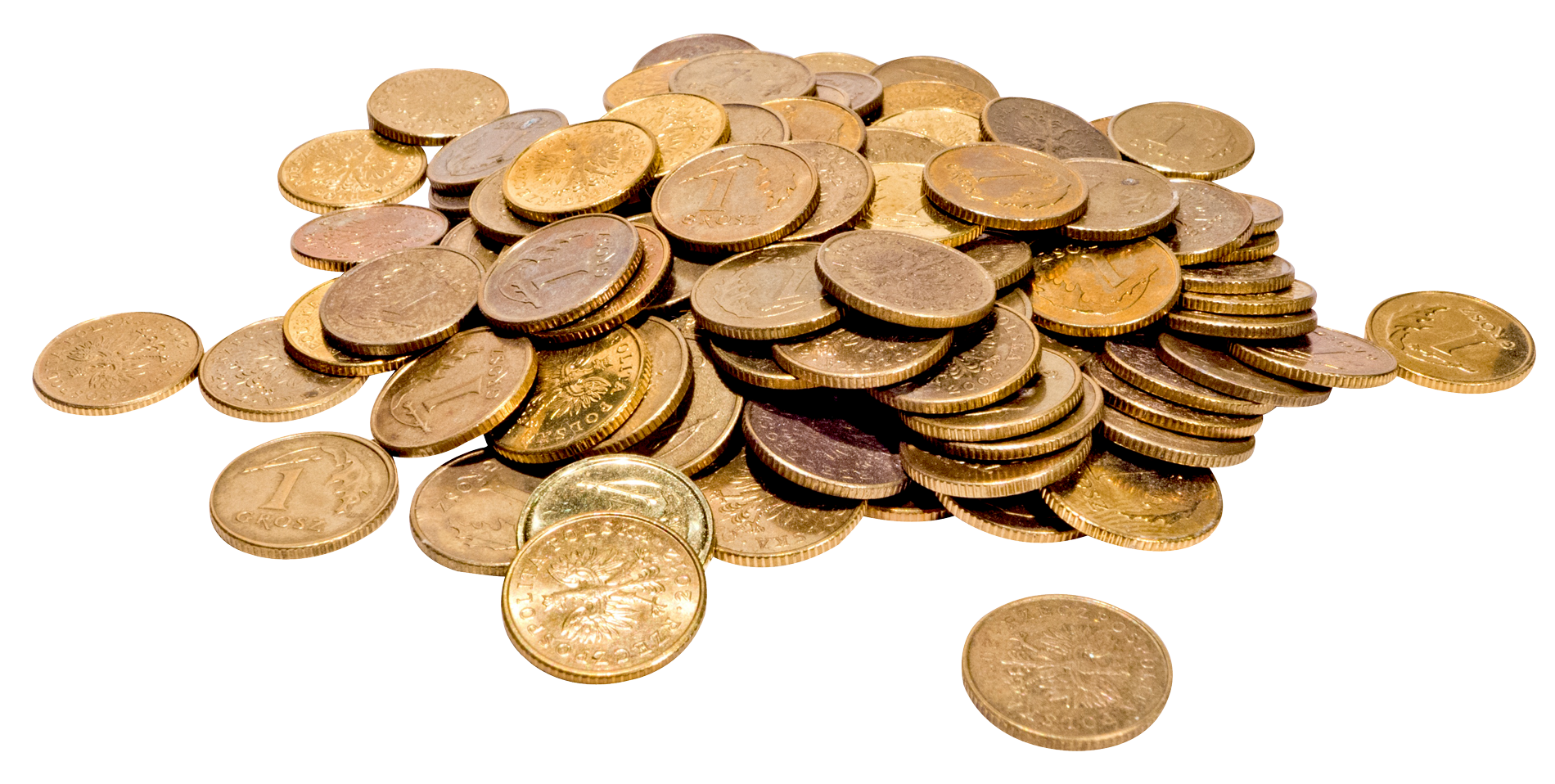一堆各式金幣 壁紙