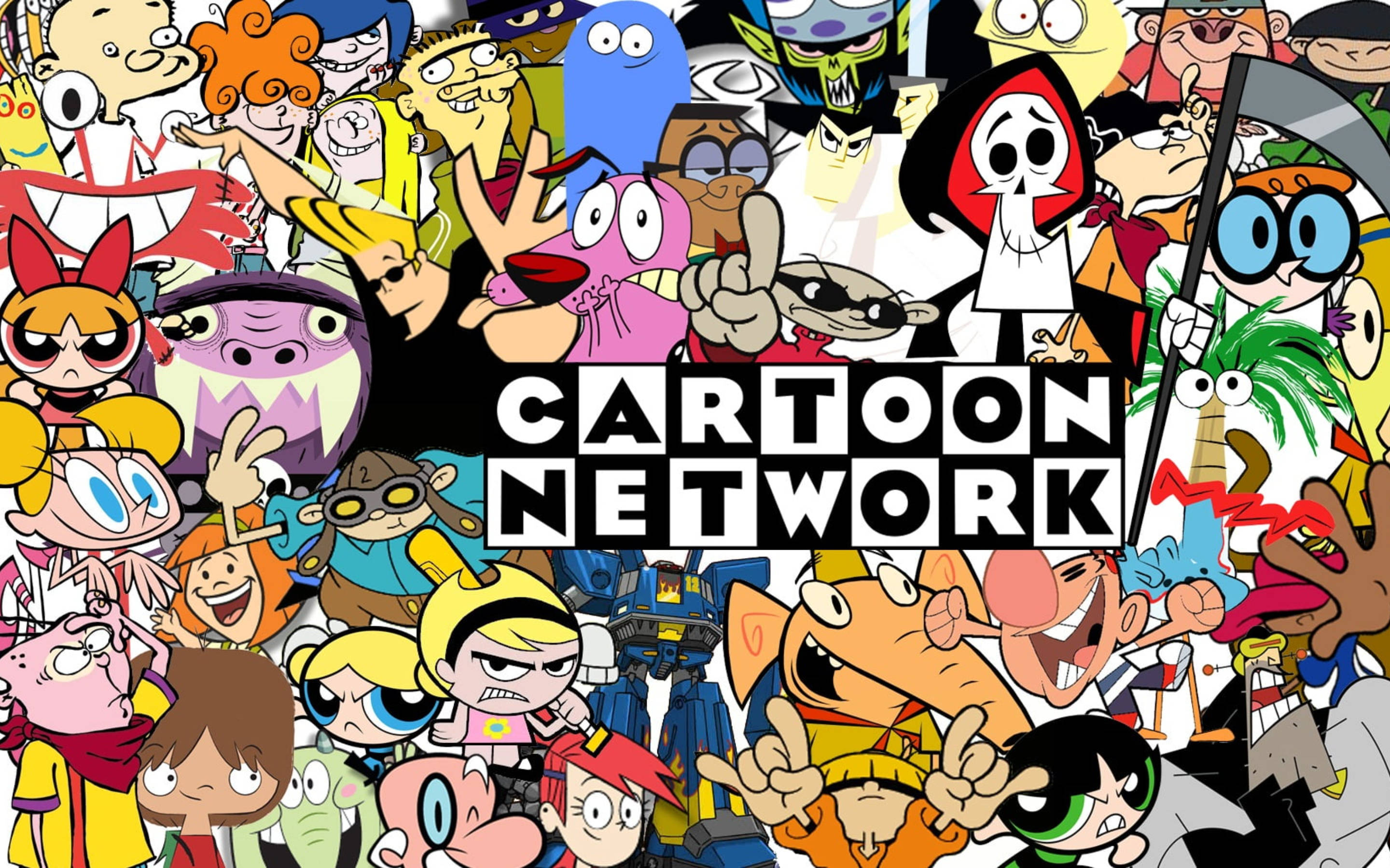 Cartoon Network 桌布 壁紙 — 一幅充滿活力的拼貼畫，展現了Cartoon Network標誌性角色，充滿能量和繽紛表情。