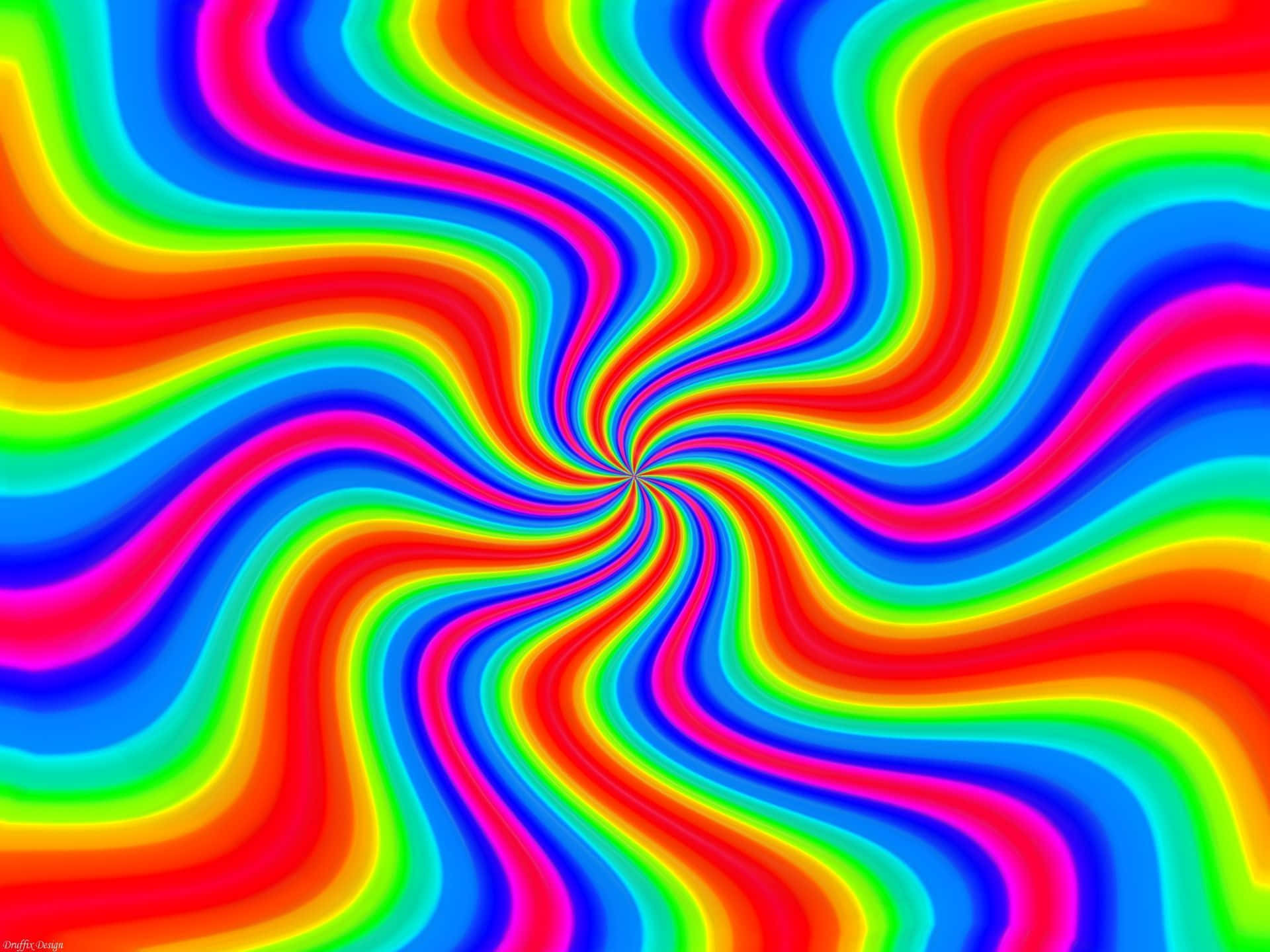 鮮豔的彩虹漩渦匯聚成一個催眠的中心漩渦。