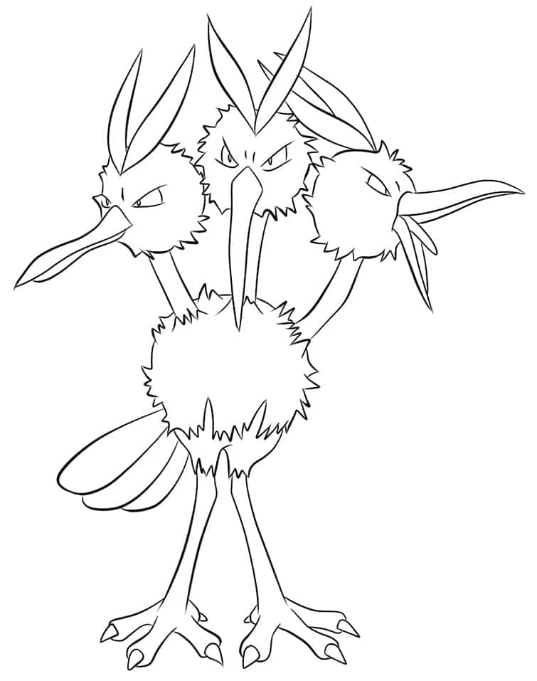 遊戲 桌布 壁紙 — 一幅大膽的黑白線條畫，描繪一隻三頭鳥狀生物，擁有尖銳的喙和憤怒的眼睛。