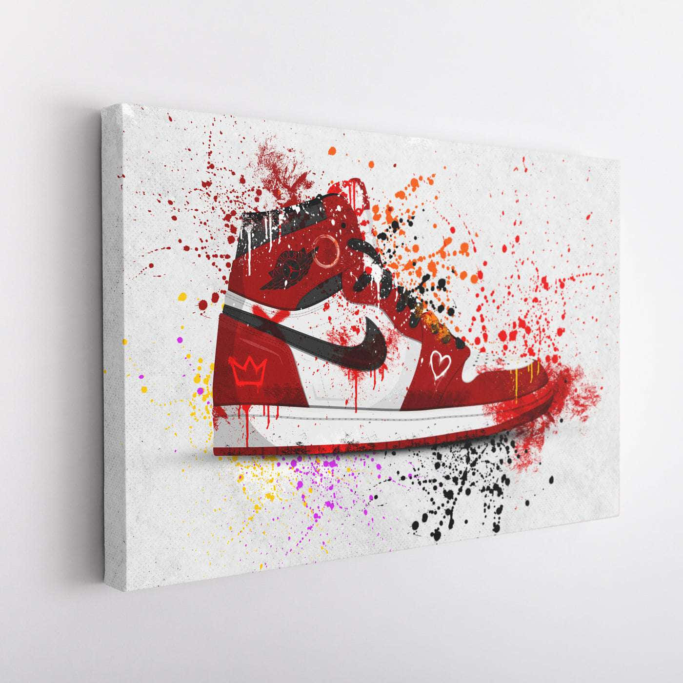 一幅帶有紅白色Air Jordan 1的畫布 壁紙