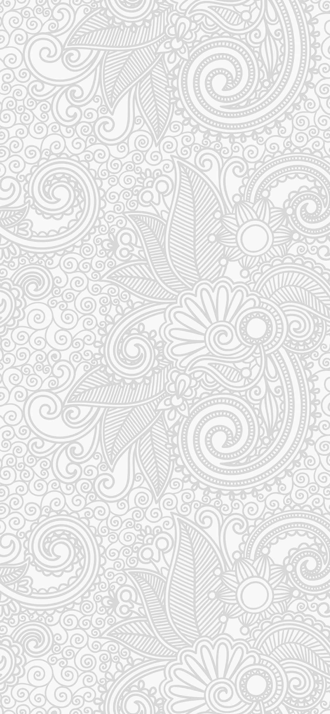 Paisley 桌布 壁紙 — 一幅複雜的單色牆紙，以精緻的線條藝術呈現旋轉的佩斯利和花卉圖案。
