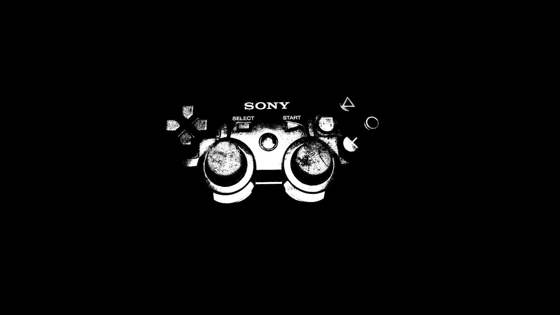 Psp 桌布 壁紙 — 一幅鮮明的黑白插圖，展示一個帶有磨損紋理的 Sony PlayStation 控制器，背景為純黑色。