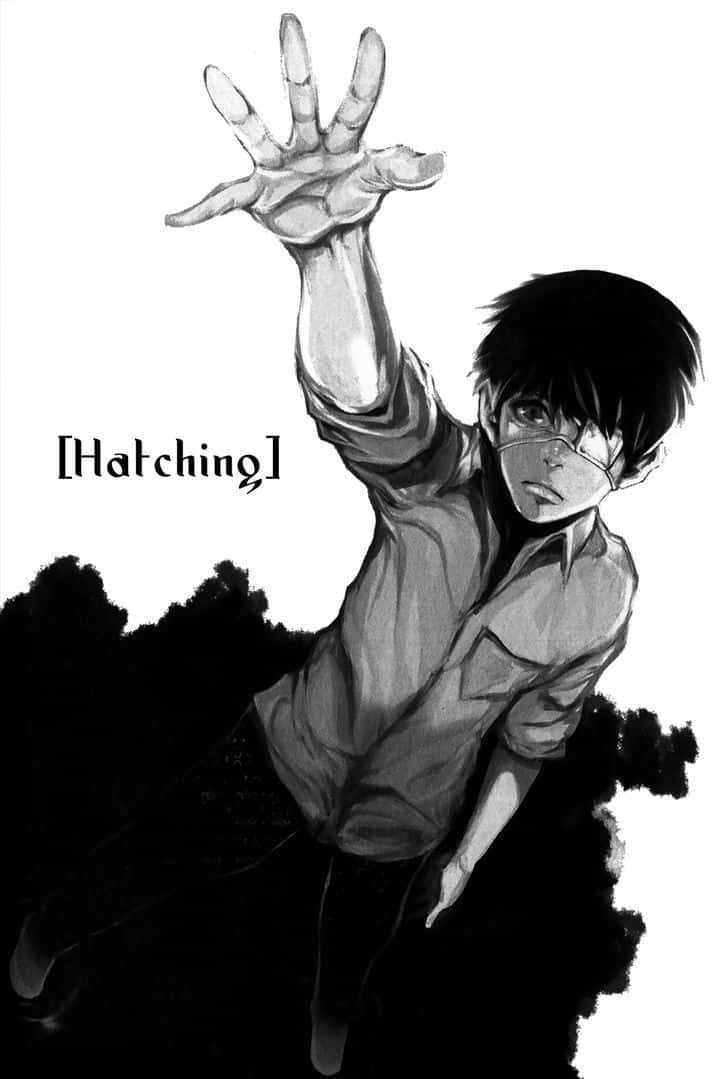 Urban Fantasy 桌布 壁紙 — 一幅黑白動漫風格插圖，描繪一名戴著面具的年輕男子，在簡潔的背景下向上伸出手。