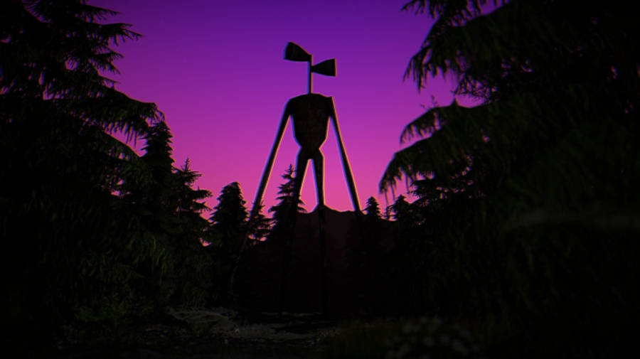 夜空 桌布 壁紙 — 一座高聳的風車剪影矗立在充滿活力的紫色暮色天空中，周圍環繞著深色松樹。