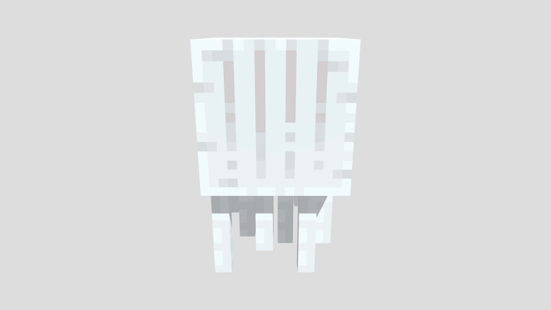 Minecraft Ghast 桌布 壁紙 — 一張像素化的白色椅子，灰色椅腿，居中放置在純淺灰色背景前。