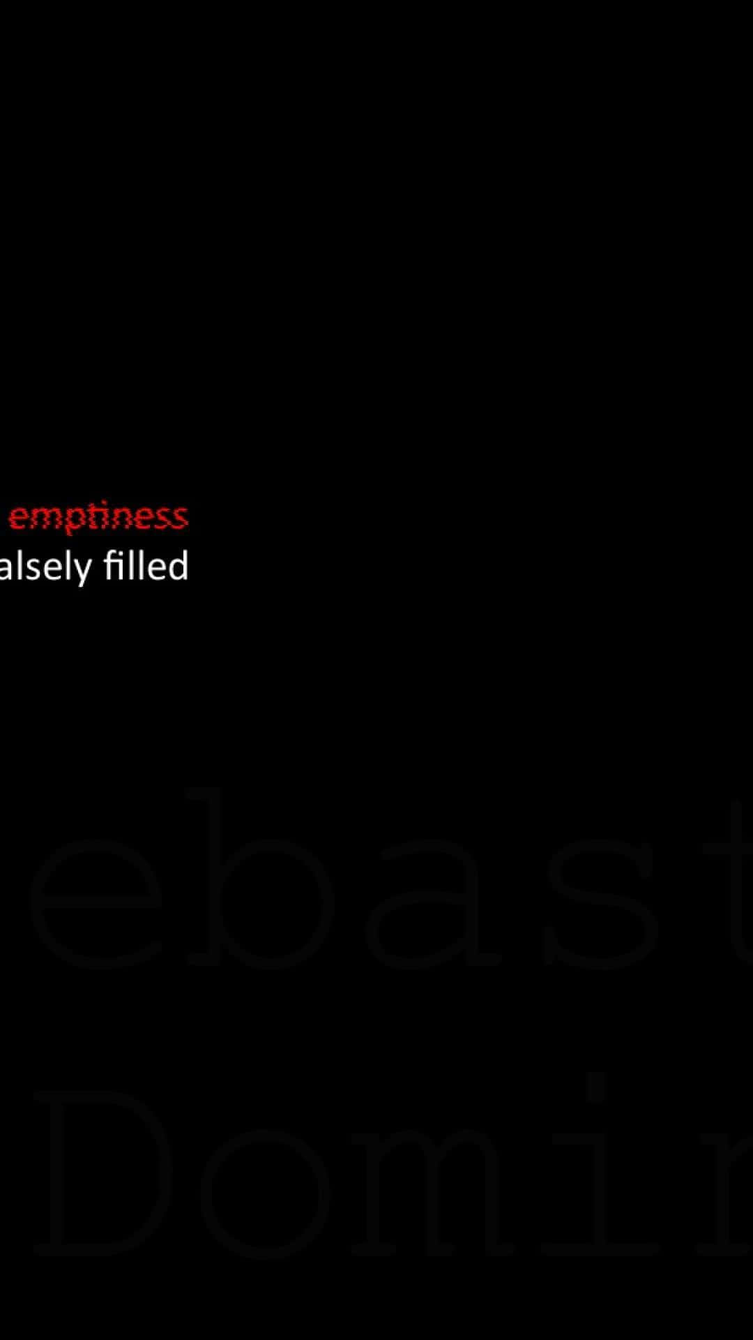 極簡黑色背景，紅色和白色文字顯示「emptiness」虛假填充。