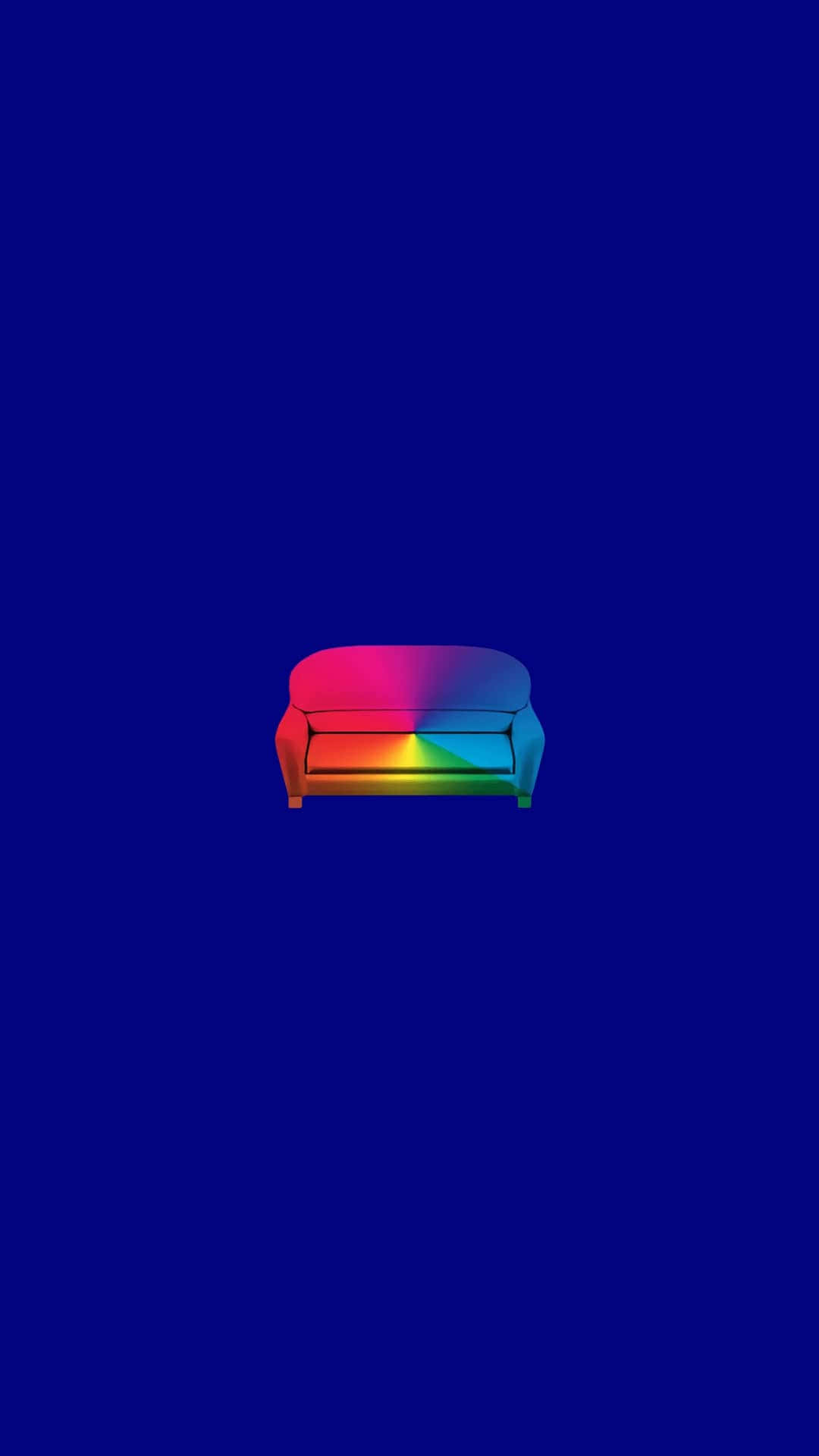 Brockhampton 桌布 壁紙 — 一張極簡風格的沙發在深寶藍色背景上散發出充滿活力的彩虹漸變效果。