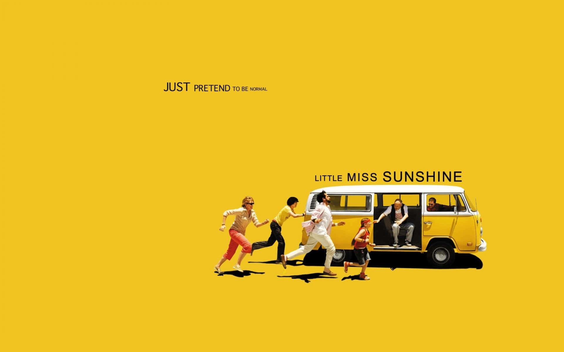 一張黃色海報，上面寫着 Miss Sunshine 壁紙