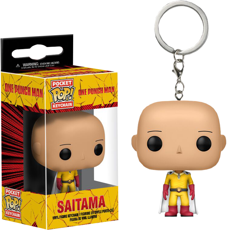 一拳定乾坤賽特馬鑰匙圈 壁紙 — 一拳超人埼玉的Funko Pocket Pop!鎖匙扣，身穿標誌性黃色套裝，配紅色手套和靴子。
