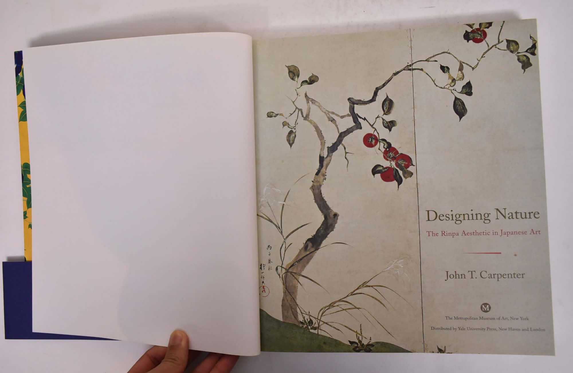 一本印有樹和花朵圖案的書 壁紙