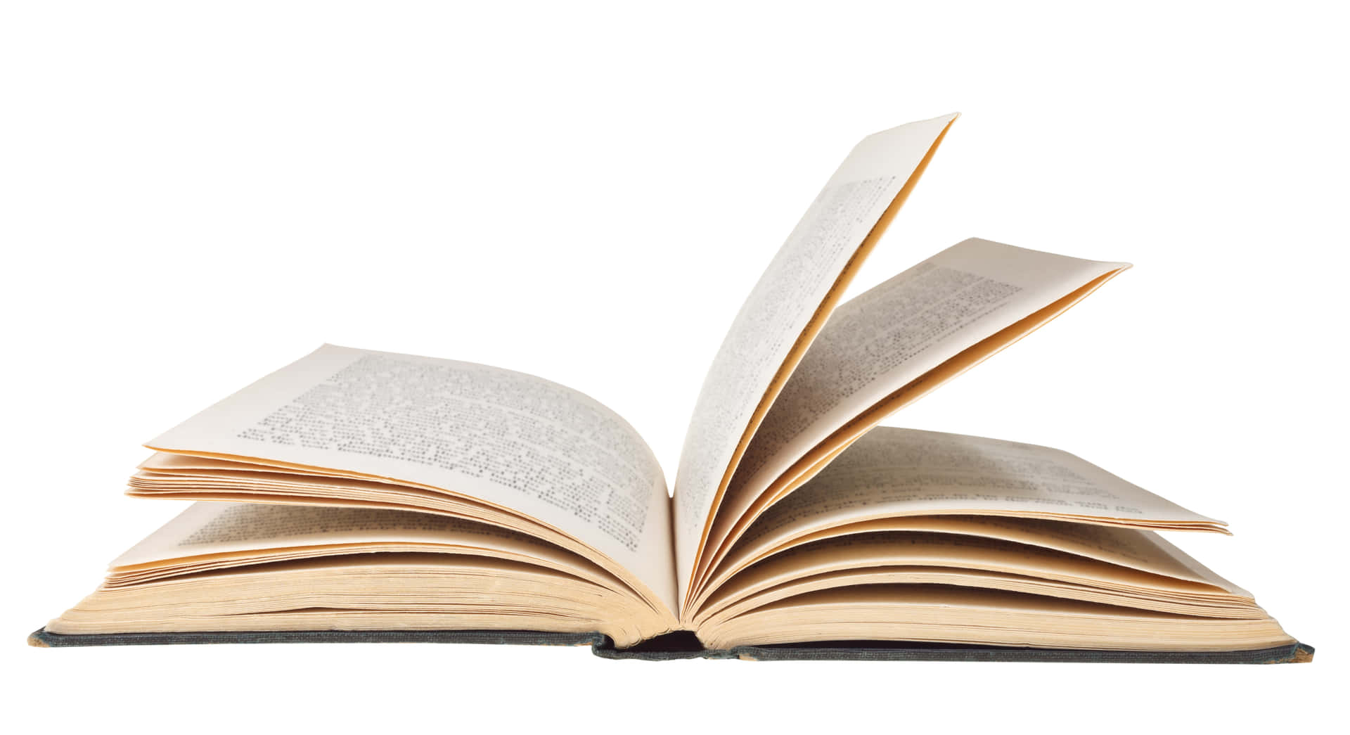 打開的復古書，泛黃書頁，白色背景