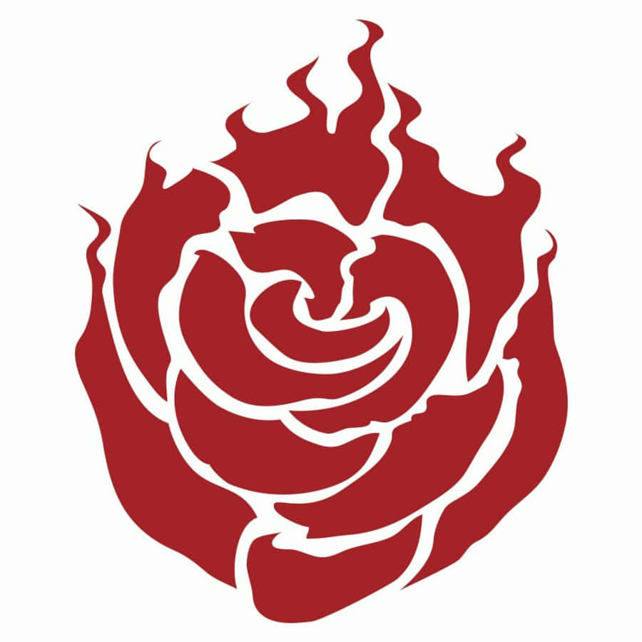 Rose Symbol 桌布 壁紙 — 一朵大膽的紅色風格化玫瑰，帶有火焰狀花瓣，襯以純白背景。