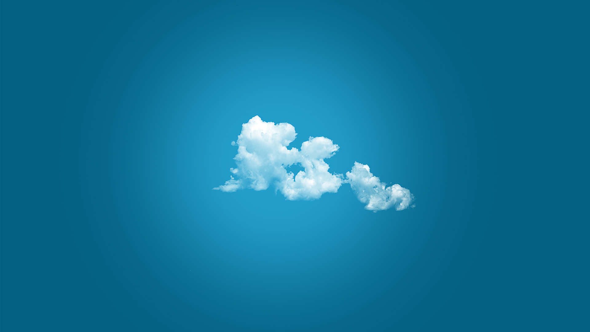 Minimalist Sky 桌布 壁紙 — 一朵蓬鬆的白雲獨自漂浮在漸變的藍天上。